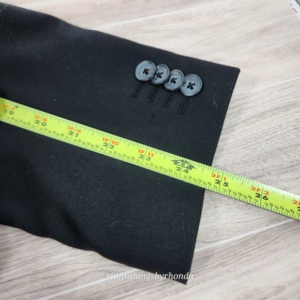 EXPRESS Black 2-Button Double Vented Wool Poly Blend 38R Blazer‎ Jacket